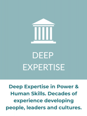 white university icon on light teal background with white text saying Deep Expertise