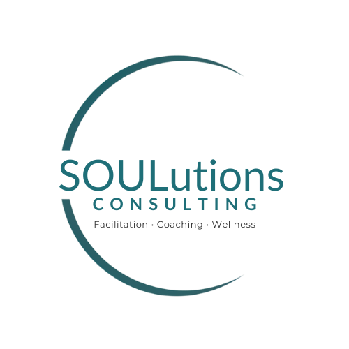 Logo image for Soulutions Consulting with teal coloured crescent moon and text inside