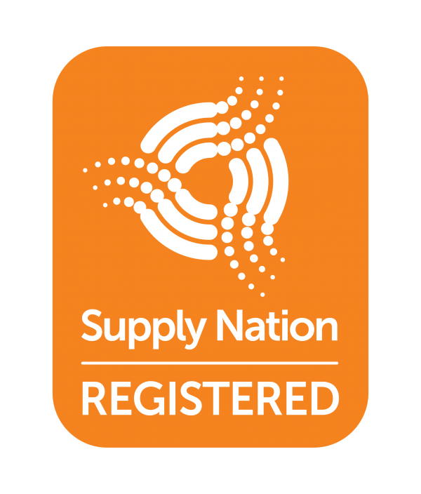 image of three interlocking swirls in orange and white as logo for Supply Nation