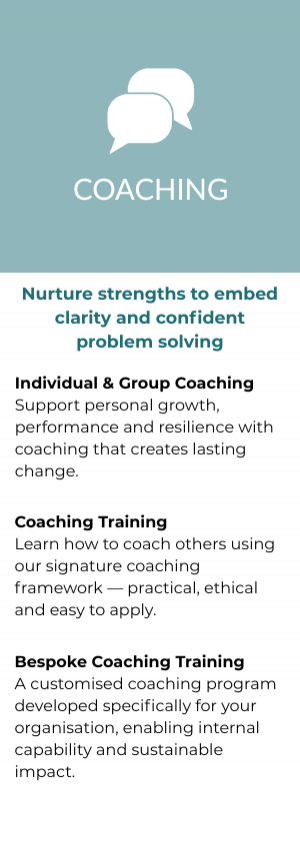 Speech bubble Icon and text related to Coaching services offered by Soulutions Consulting 